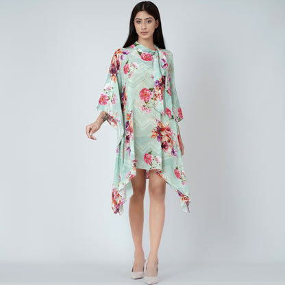 Pastel Green and Pink Floral Top