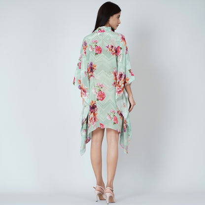 Pastel Green and Pink Floral Top