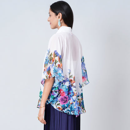 Purple and Blue Floral Top