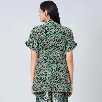Green Animal Print Top