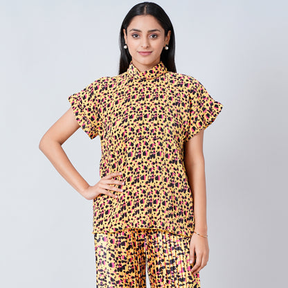 Yellow Animal Print Top