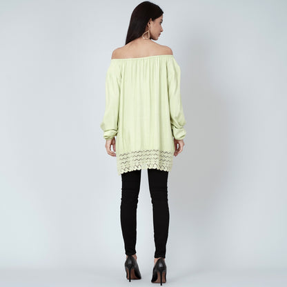 Mint Green Lace Peasant Top