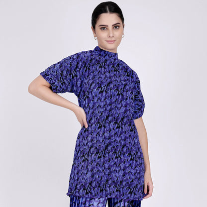 Blue Camouflage Print Top
