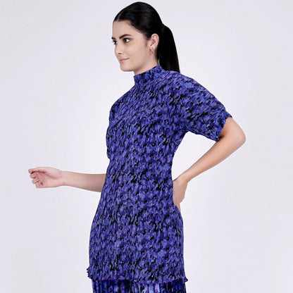 Blue Camouflage Print Top