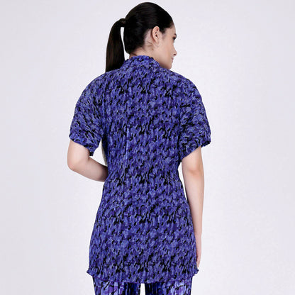 Blue Camouflage Print Top