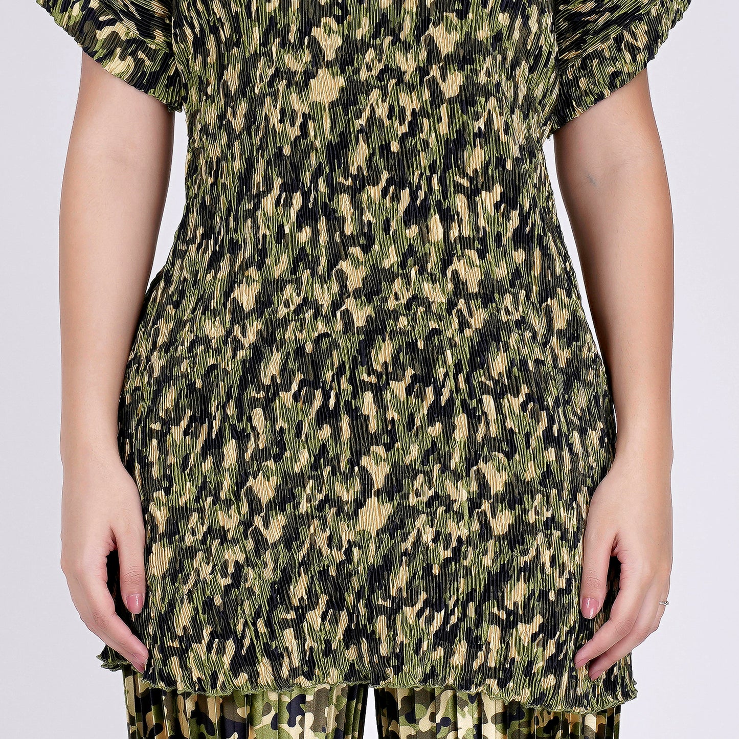 Forest Green Camouflage Print Top