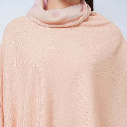 Pink Asymmetrical Cowl Neck Embellished Cashmere Poncho