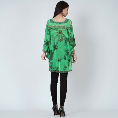 Forest Green Embellished Floral Tunic