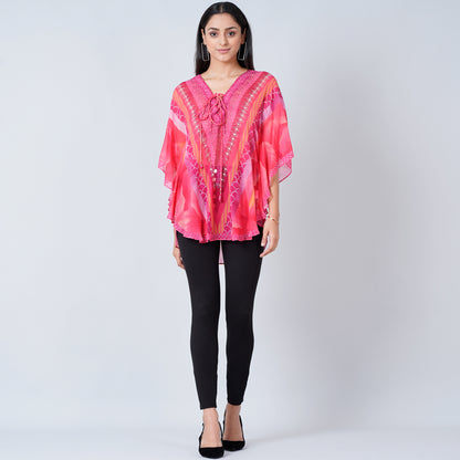 Pink Embellished Floral Tunic