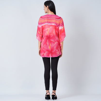 Pink Embellished Floral Tunic