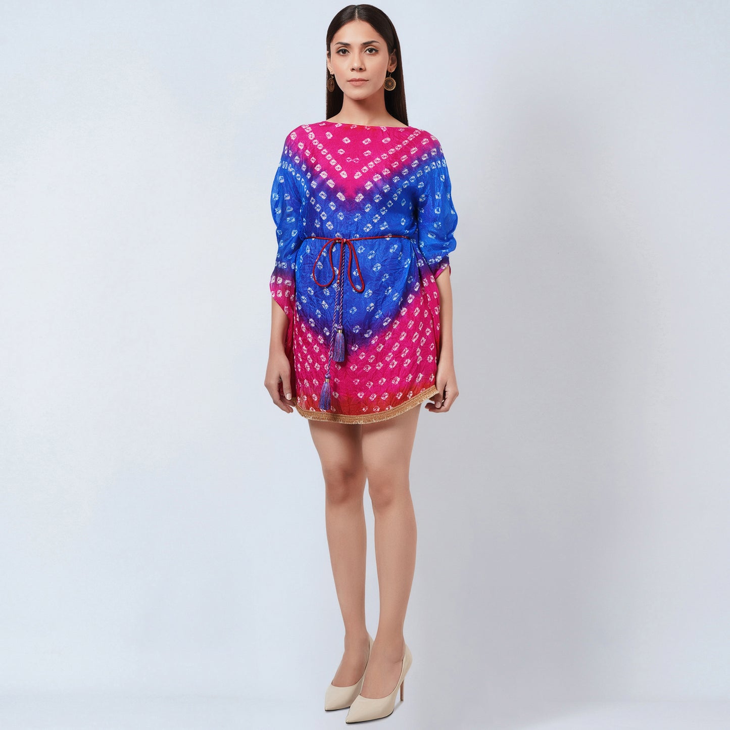 Pink and Blue Bandhani Tunic