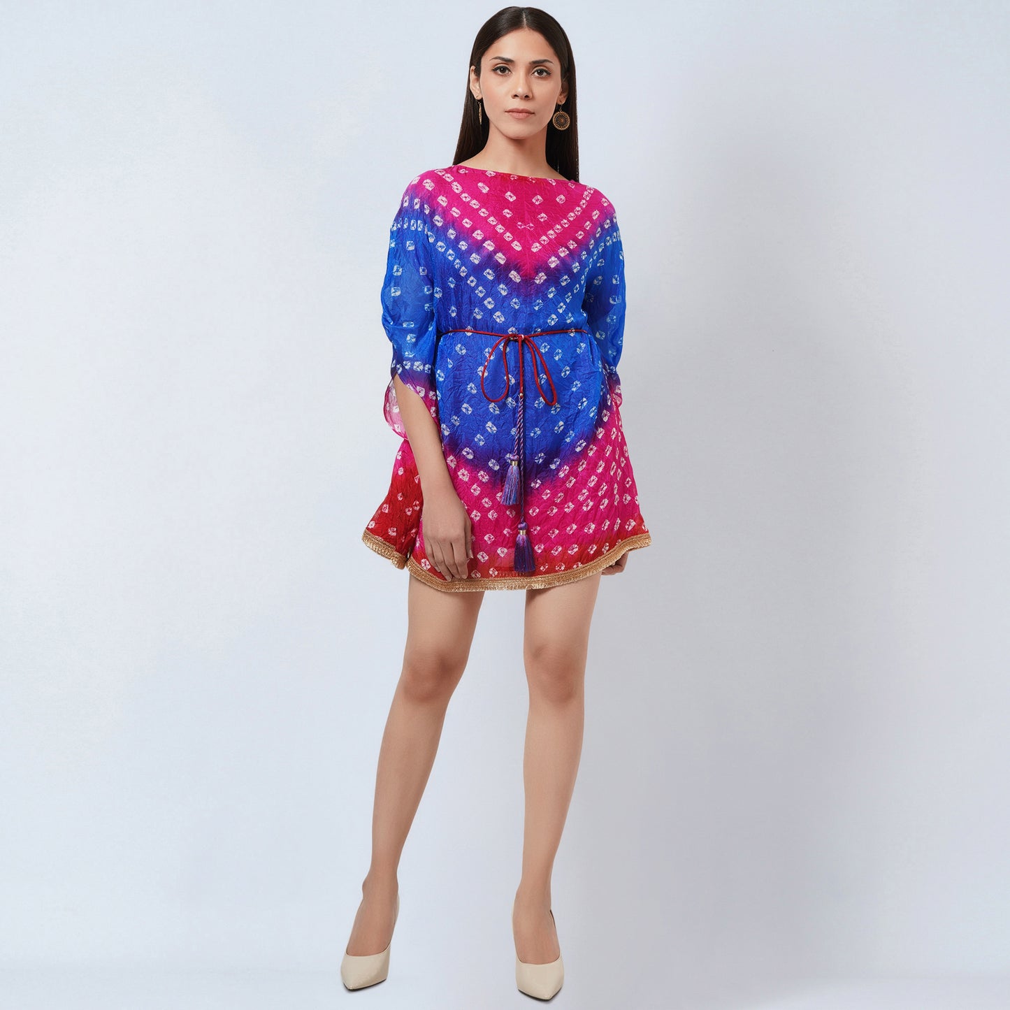 Pink and Blue Bandhani Tunic