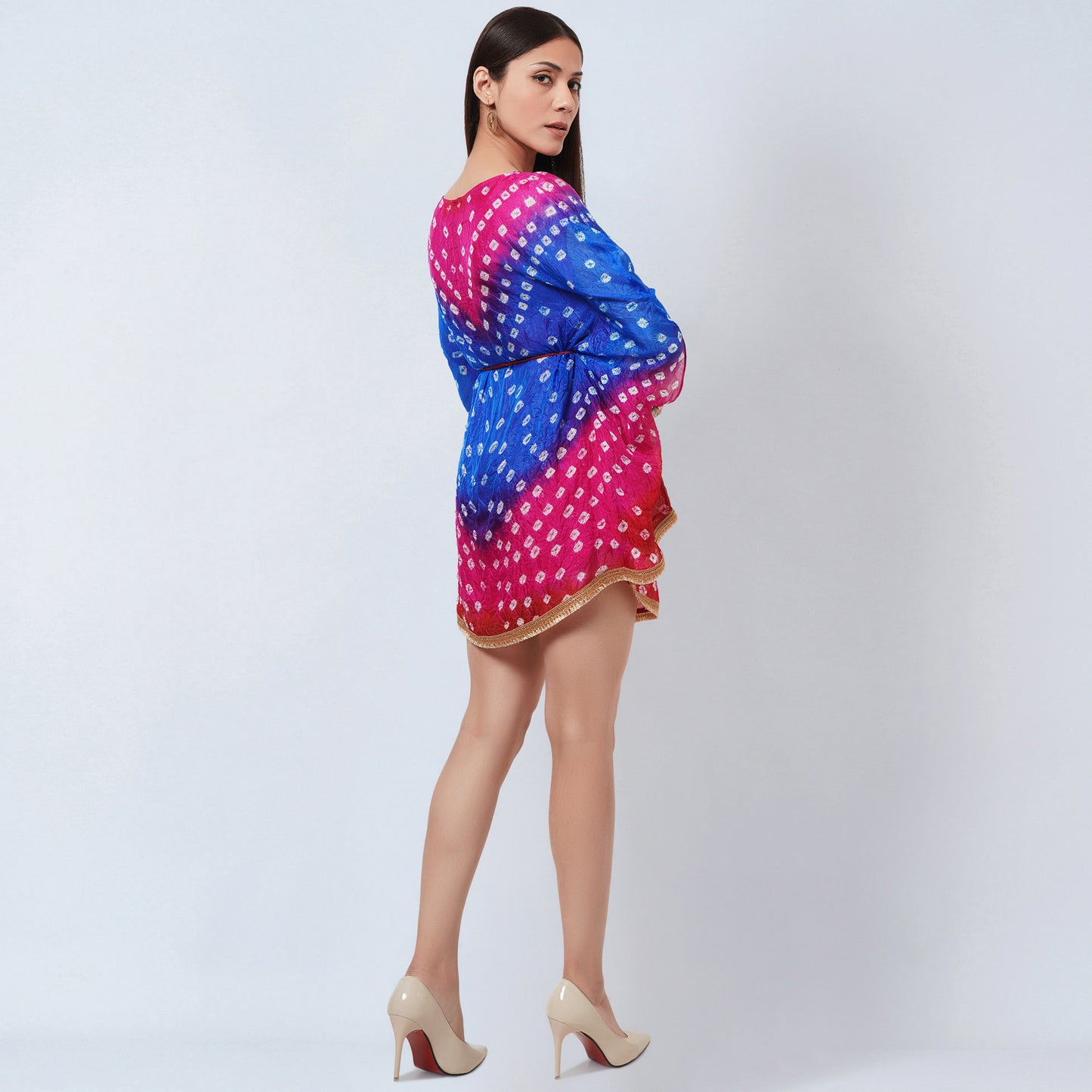 Pink and Blue Bandhani Tunic