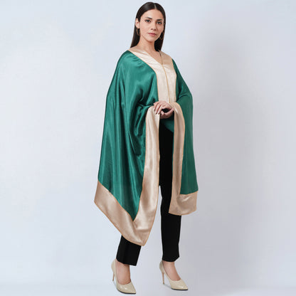 Forest Green Asymmetrical Tunic with Gold Border