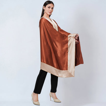 Russet Satin Asymmetrical Tunic with Gold Border