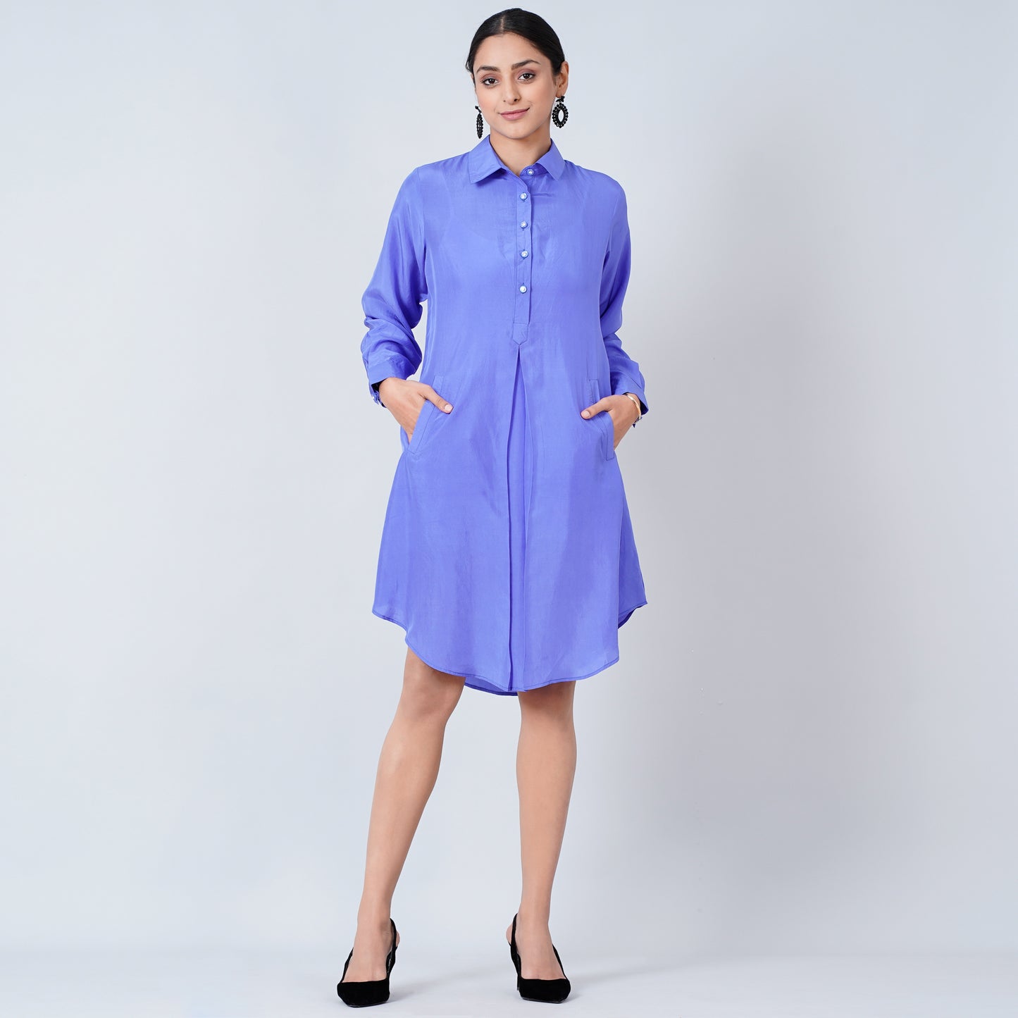 Purple Dress for Women – Habutai Silk – Front View | First Resort by Ramola Bachchan