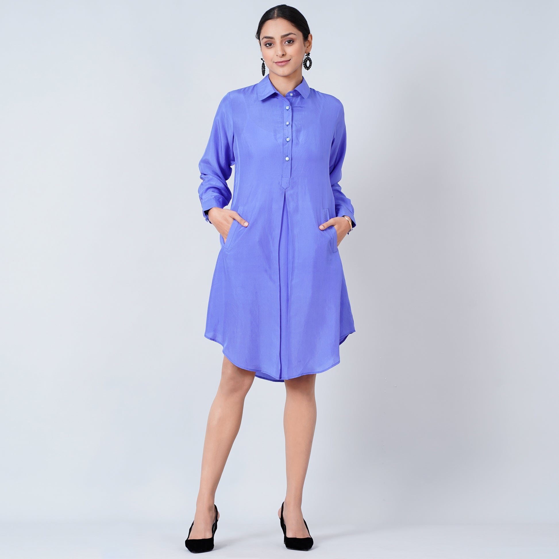Purple Dress for Women – Habutai Silk – Front View | First Resort by Ramola Bachchan