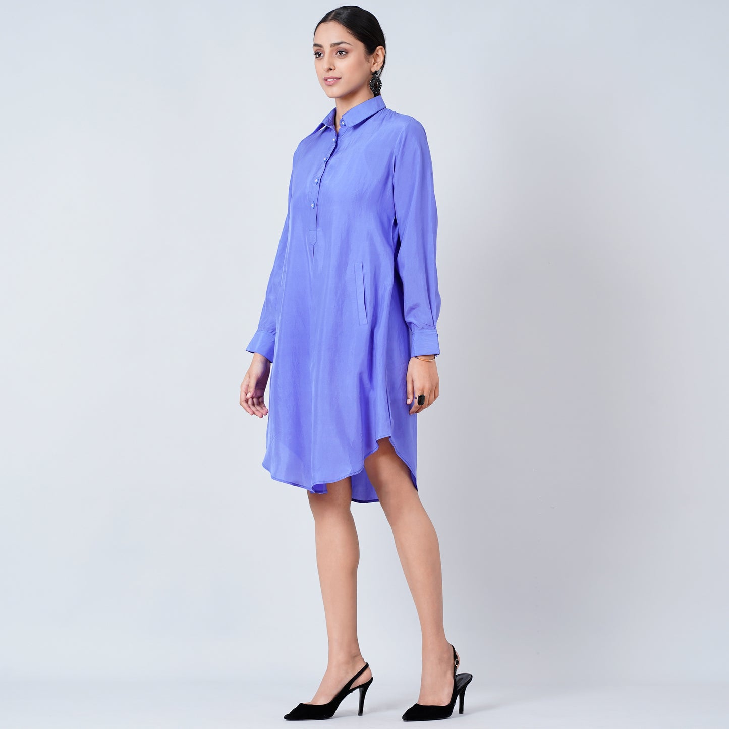Purple Dress for Women – Habutai Silk – Model View | First Resort by Ramola Bachchan