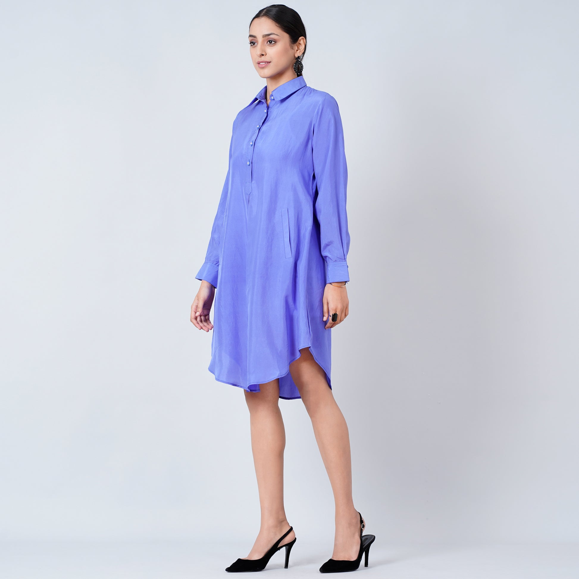 Purple Dress for Women – Habutai Silk – Model View | First Resort by Ramola Bachchan