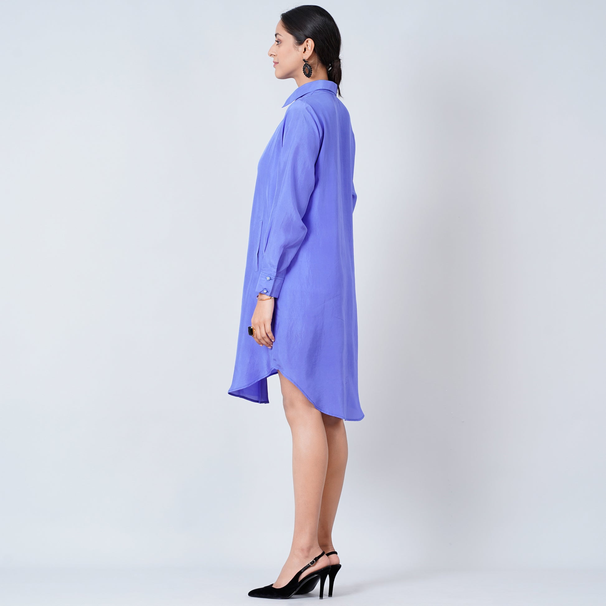 Purple Dress for Women – Habutai Silk – Side View | First Resort by Ramola Bachchan