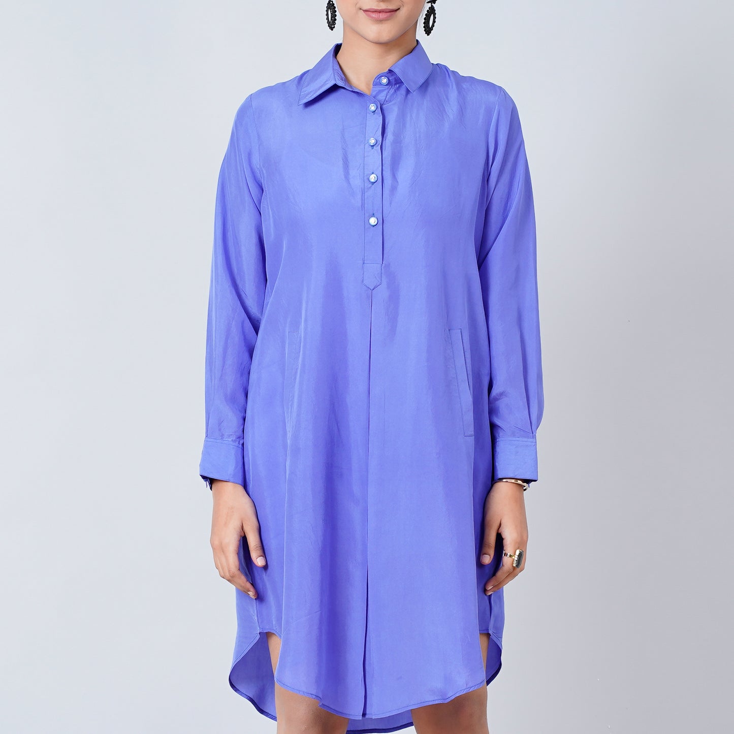 Purple Dress for Women – Habutai Silk – Detail View | First Resort by Ramola Bachchan