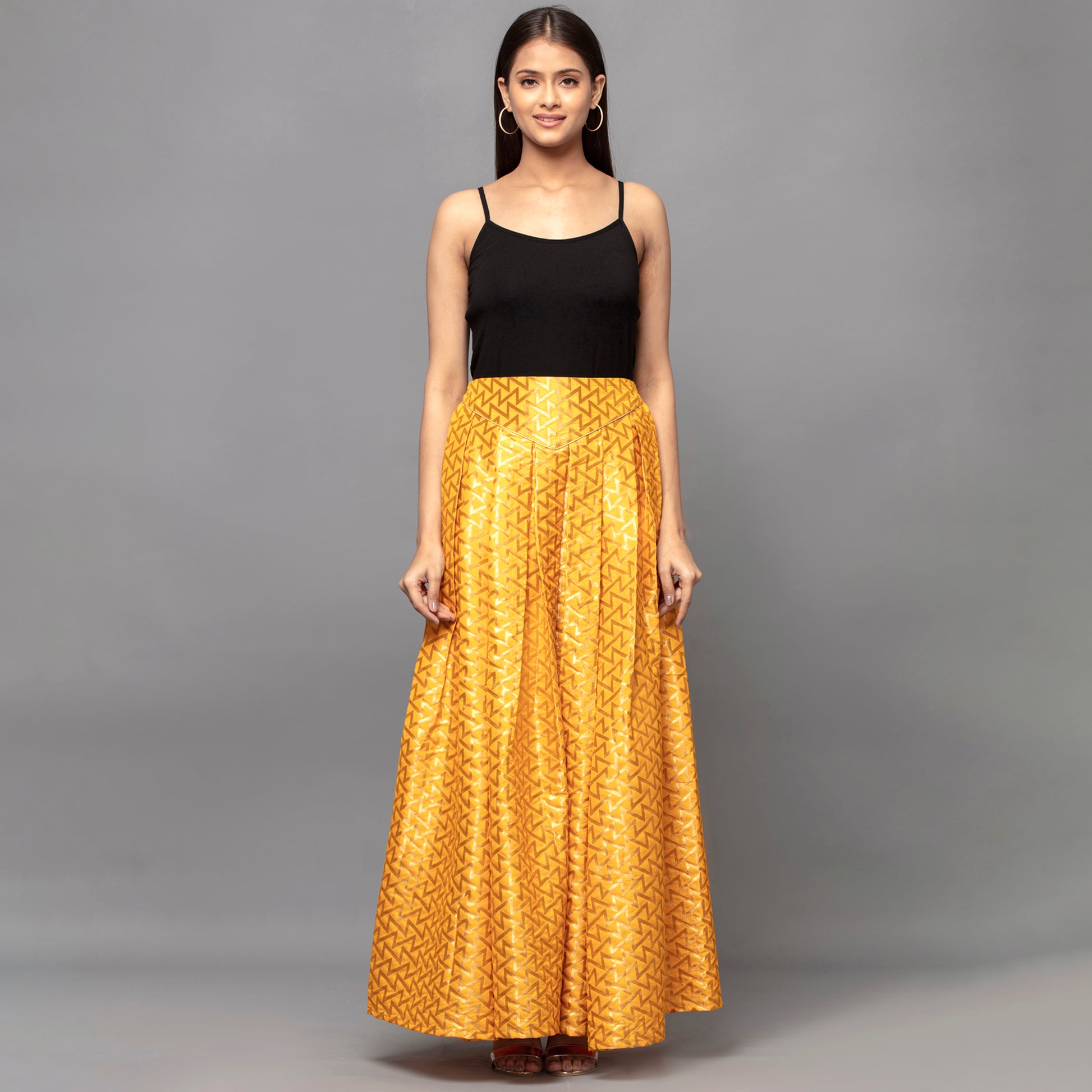 Yellow Traditional Weaved Design Skirt for Women – Banarasi Silk | First Resort by Ramola Bachchan